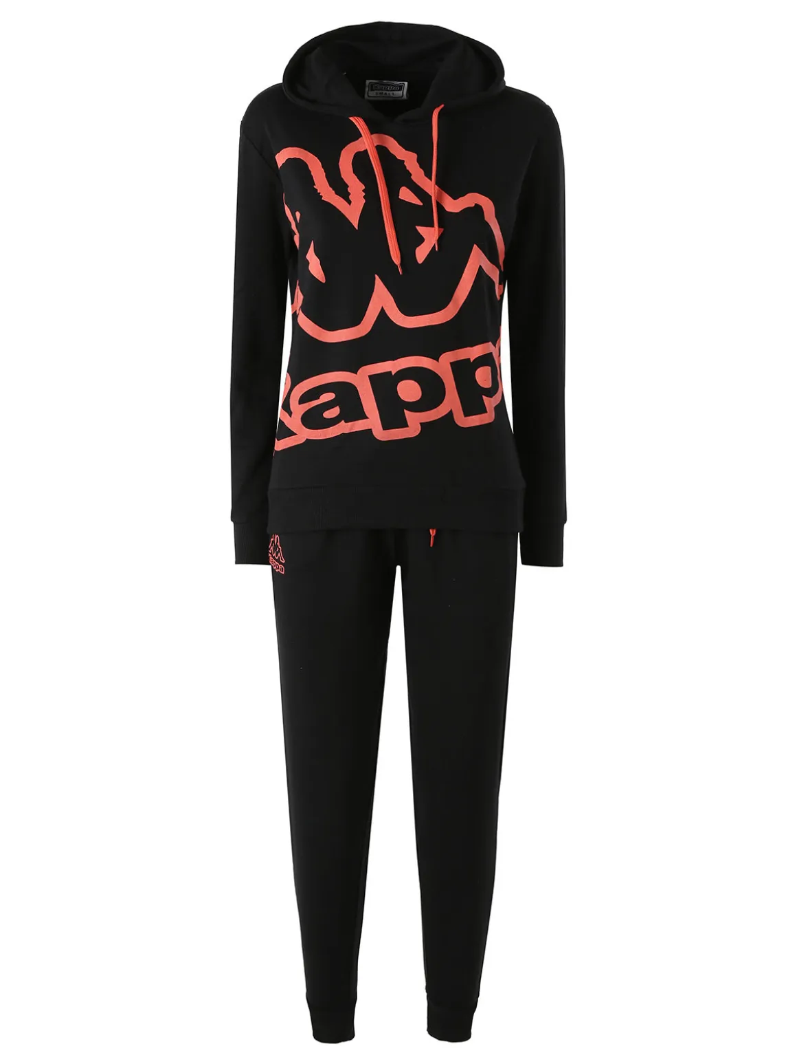 Kappa Completo tuta da donna 2 pezzi in misto cotone con cappuccio - nero