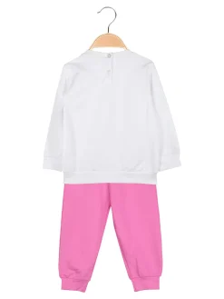 Kappa Completo tuta da neonata 2 pezzi con felpa e pantaloni in cotone - bianco