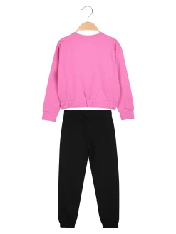 Kappa Completo tuta da ragazza con felpa cropp e pantaloni in cotone - rosa
