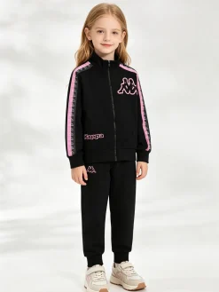 Kappa Completo tuta da ragazza 2 pezzi full zip in cotone - nero