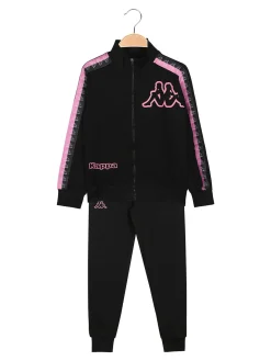 Kappa Completo tuta da ragazza 2 pezzi full zip in cotone - nero