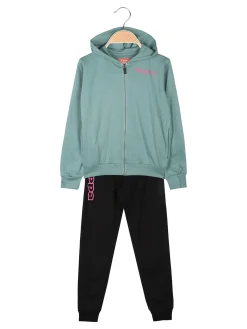 Kappa Completo tuta da ragazza 2 pezzi full zip in cotone - bianco