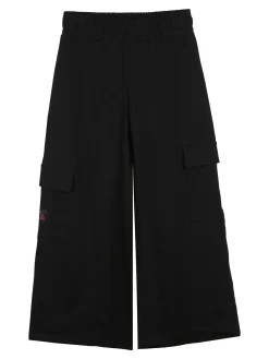 Kappa Completo tuta da ragazza con felpa cropp e pantaloni cargo a gamba larga - nero