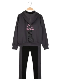 Kappa Completo tuta da ragazza con cappuccio e zip - grigio scuro