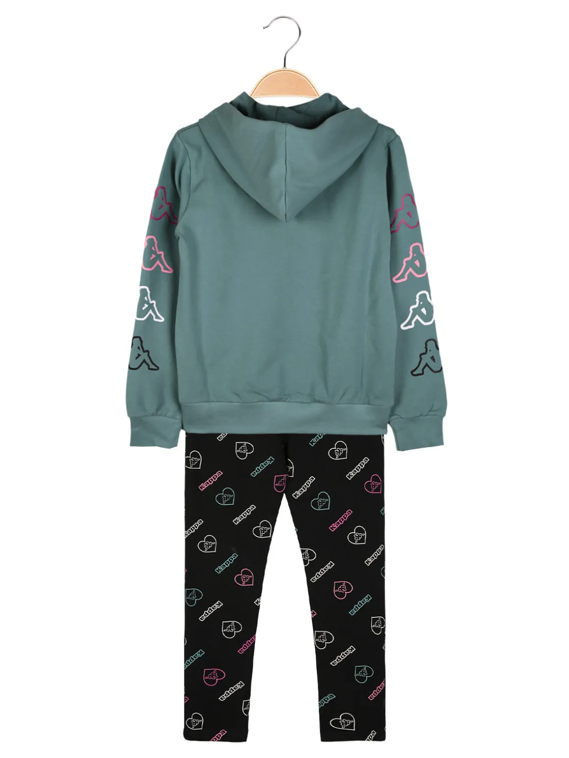 Kappa Completo tuta da ragazza con cappuccio e leggings logo - acqua marina