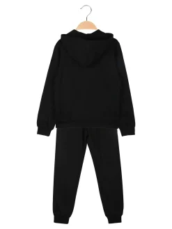 Kappa Completo tuta da ragazza 2 pezzi con cappuccio e zip - nero