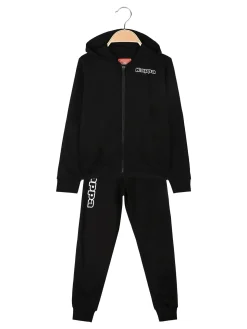 Kappa Completo tuta da ragazza 2 pezzi con cappuccio e zip - nero