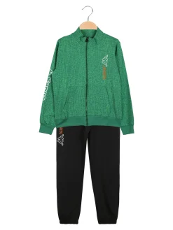 Kappa Completo tuta da ragazzo 2 pezzi full zip in cotone - verde
