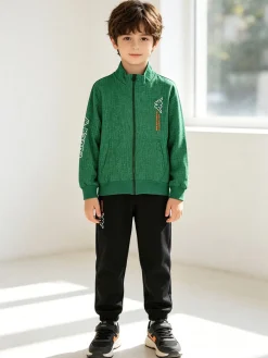 Kappa Completo tuta da ragazzo 2 pezzi full zip in cotone - verde