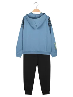Kappa Completo tuta da ragazzo 2 pezzi con cappuccio e logo - blu