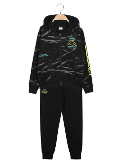 Kappa Completo tuta da ragazzo 2 pezzi con cappuccio e zip - nero