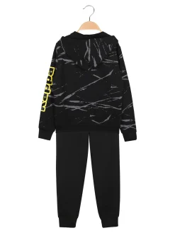 Kappa Completo tuta da ragazzo 2 pezzi con cappuccio e zip - nero