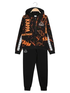 Kappa Completo tuta da ragazzo 2 pezzi con cappuccio e zip - nero