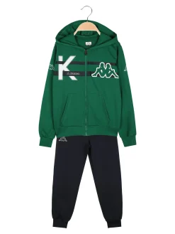 Kappa Completo tuta da ragazzo 2 pezzi con cappuccio e zip - verde