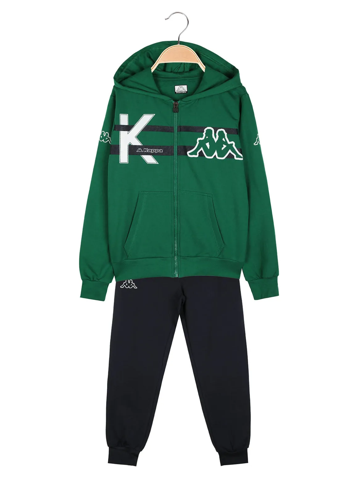 Kappa Completo tuta da ragazzo 2 pezzi con cappuccio e zip - verde