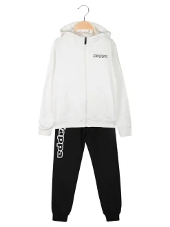 Kappa Completo tuta da ragazzo 2 pezzi con cappuccio e zip - bianco