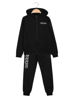 Kappa Completo tuta da ragazzo 2 pezzi con cappuccio e zip - nero