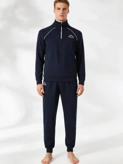 Kappa Completo tuta da uomo 2 pezzi in misto cotone - blu scuro