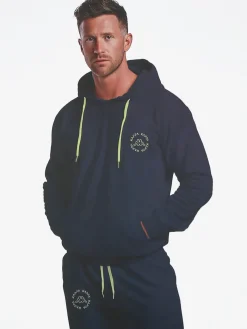 Kappa Completo tuta da uomo 2 pezzi con cappuccio in misto cotone - blu scuro