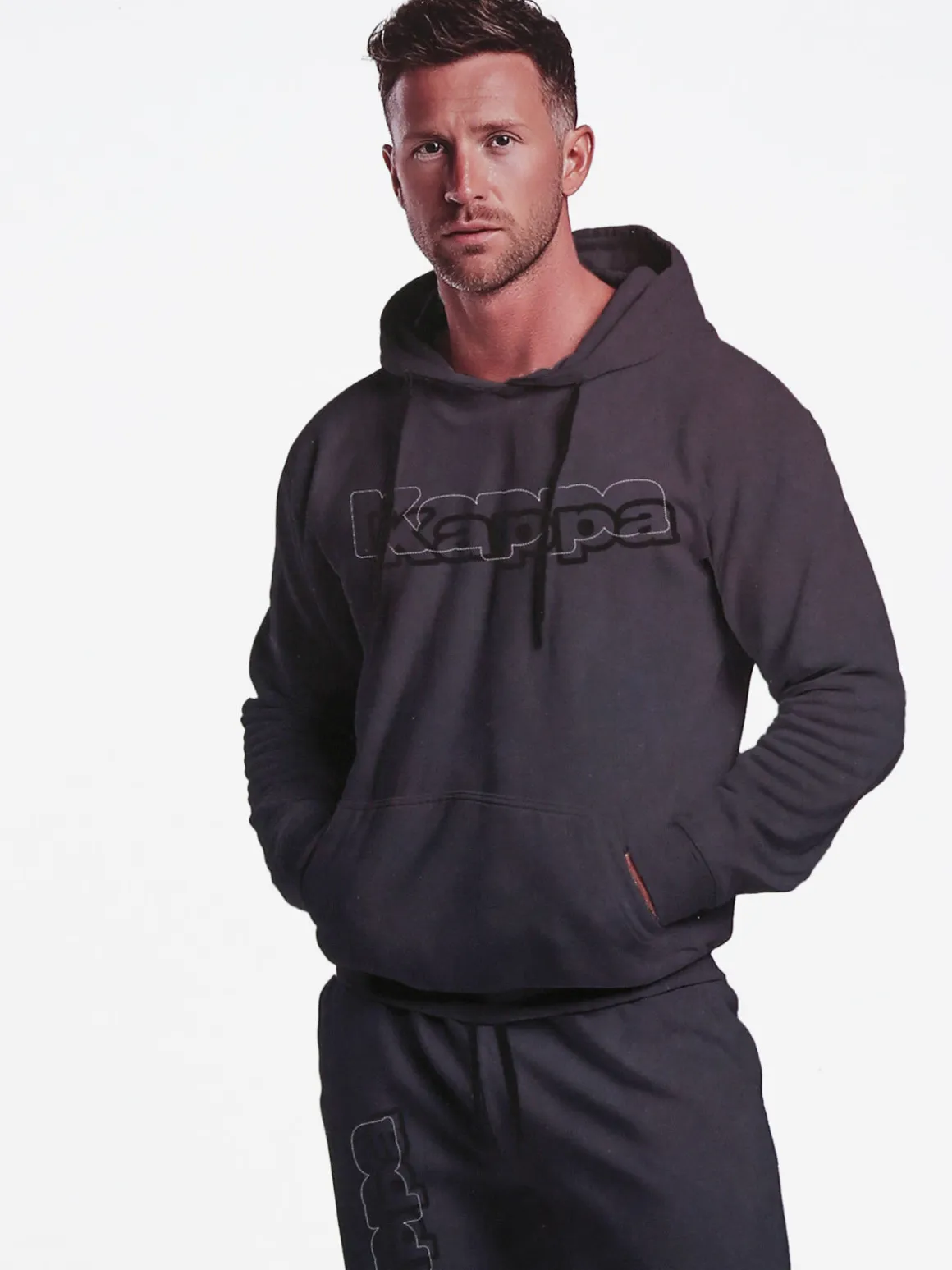 Kappa Completo tuta da uomo 2 pezzi con cappuccio in misto cotone - grigio scuro