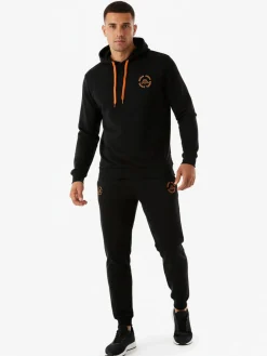 Kappa Completo tuta da uomo 2 pezzi con cappuccio in misto cotone - nero