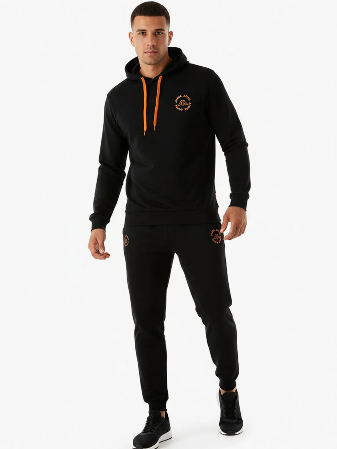 Kappa Completo tuta da uomo 2 pezzi con cappuccio in misto cotone - nero