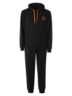 Kappa Completo tuta da uomo 2 pezzi con cappuccio in misto cotone - nero