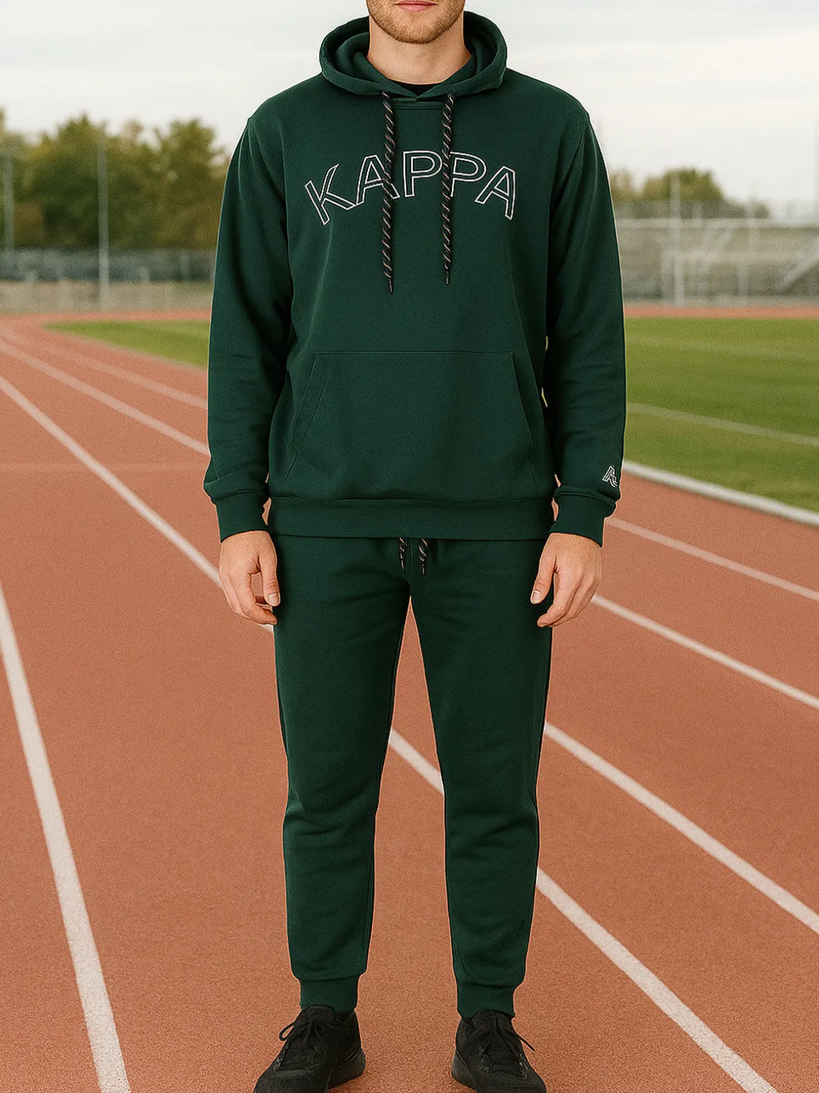 Kappa Completo tuta da uomo 2 pezzi con cappuccio e logo - verde