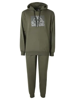 Kappa Completo tuta da uomo 2 pezzi con cappuccio e logo - militare