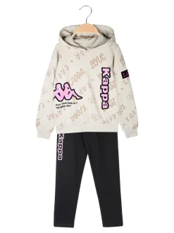 Kappa Completo tuta logo 2 pezzi da bambina con cappuccio - sabbia