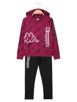 Kappa Completo tuta logo 2 pezzi da ragazza con cappuccio e interno felpato - fucsia