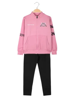 Kappa Completo tuta 2 pezzi da bambina con zip e interno felpato - rosa