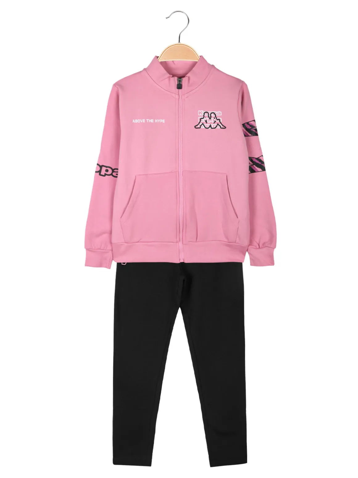 Kappa Completo tuta 2 pezzi da bambina con zip e interno felpato - rosa
