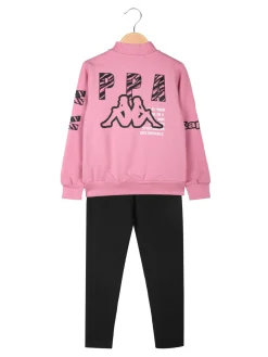 Kappa Completo tuta 2 pezzi da bambina con zip e interno felpato - rosa