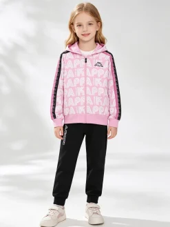 Kappa Completo tuta 2 pezzi da bambina full zip con cappuccio - rosa