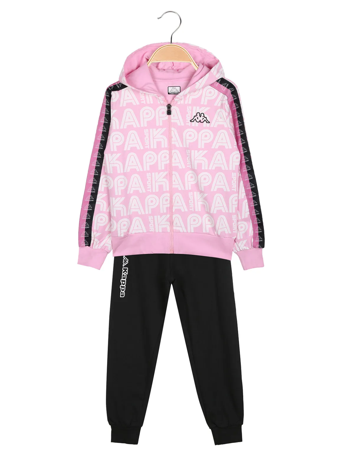 Kappa Completo tuta 2 pezzi da bambina full zip con cappuccio - rosa
