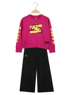 Kappa Completo tuta 2 pezzi da bambina con pantaloni a gamba larga - fucsia