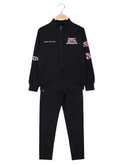 Kappa Completo tuta 2 pezzi da bambina con zip e interno felpato - blu scuro