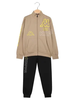 Kappa Completo tuta 2 pezzi da bambino full zip in cotone - khaki