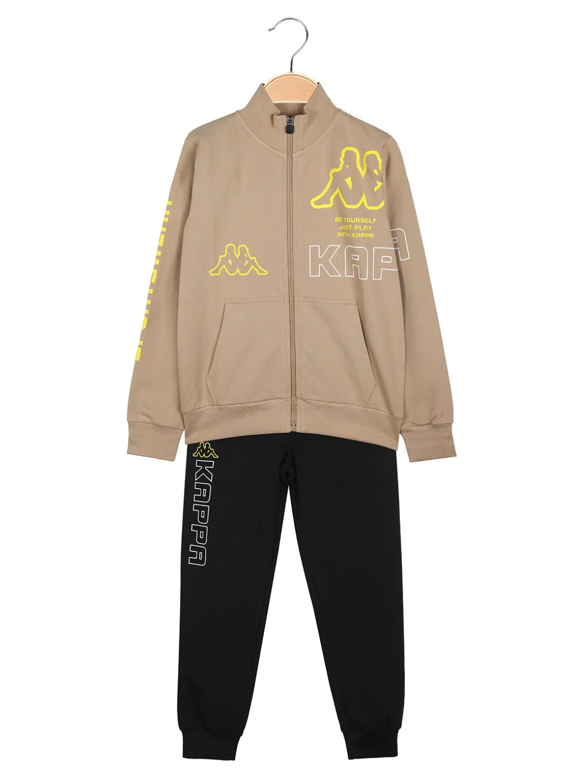Kappa Completo tuta 2 pezzi da bambino full zip in cotone - khaki