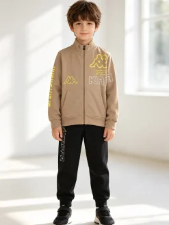 Kappa Completo tuta 2 pezzi da bambino full zip in cotone - khaki