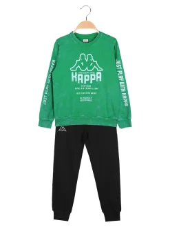 Kappa Completo tuta 2 pezzi da bambino girocollo con logo - verde