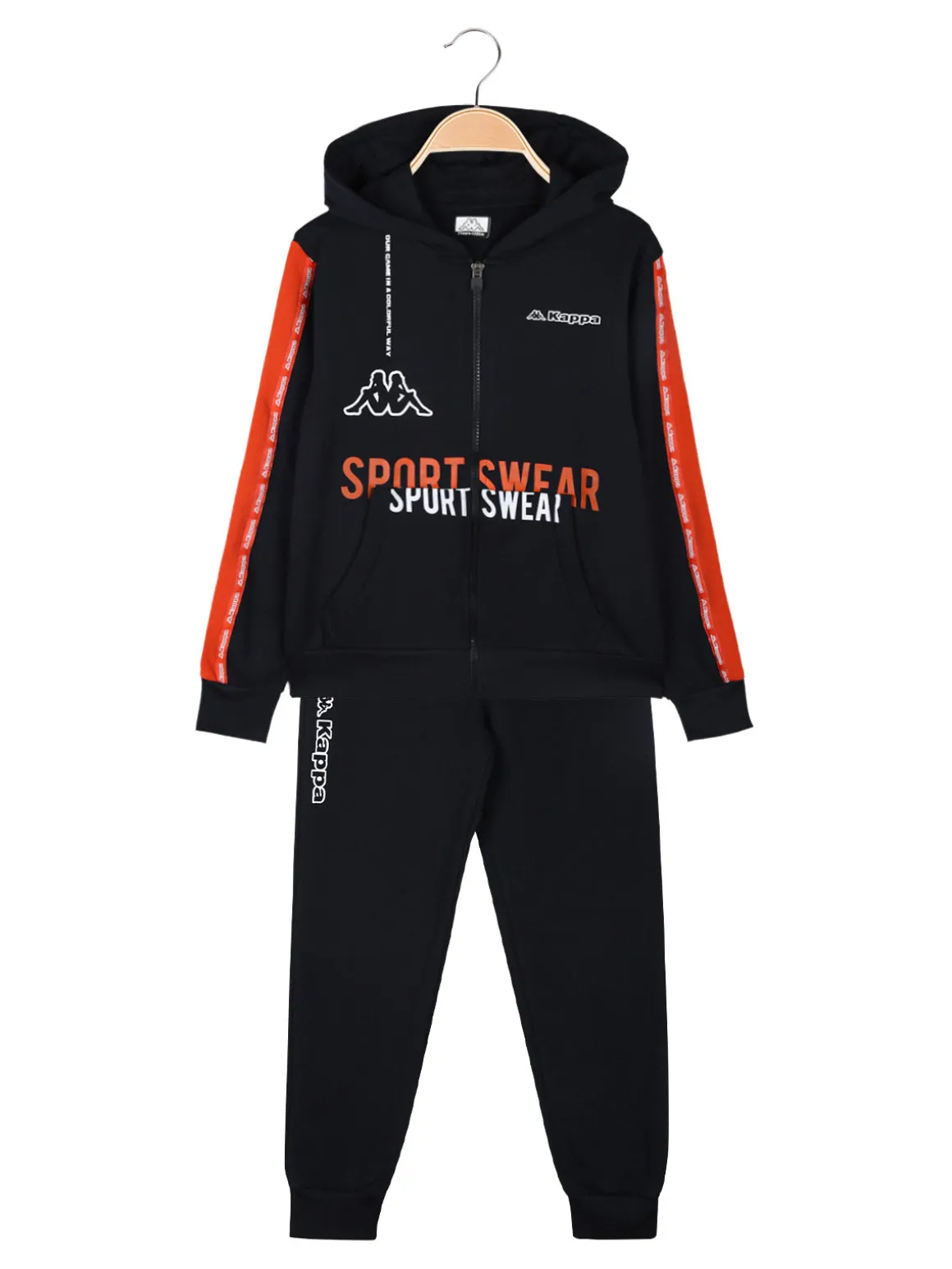 Kappa Completo tuta 2 pezzi da bambino con cappuccio e zip - blu scuro