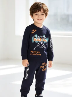 Kappa Completo tuta 2 pezzi da neonato con felpa e pantaloni in cotone - blu scuro
