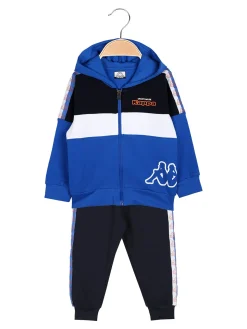 Kappa Completo tuta 2 pezzi da neonato in cotone con cappuccio e zip - blu