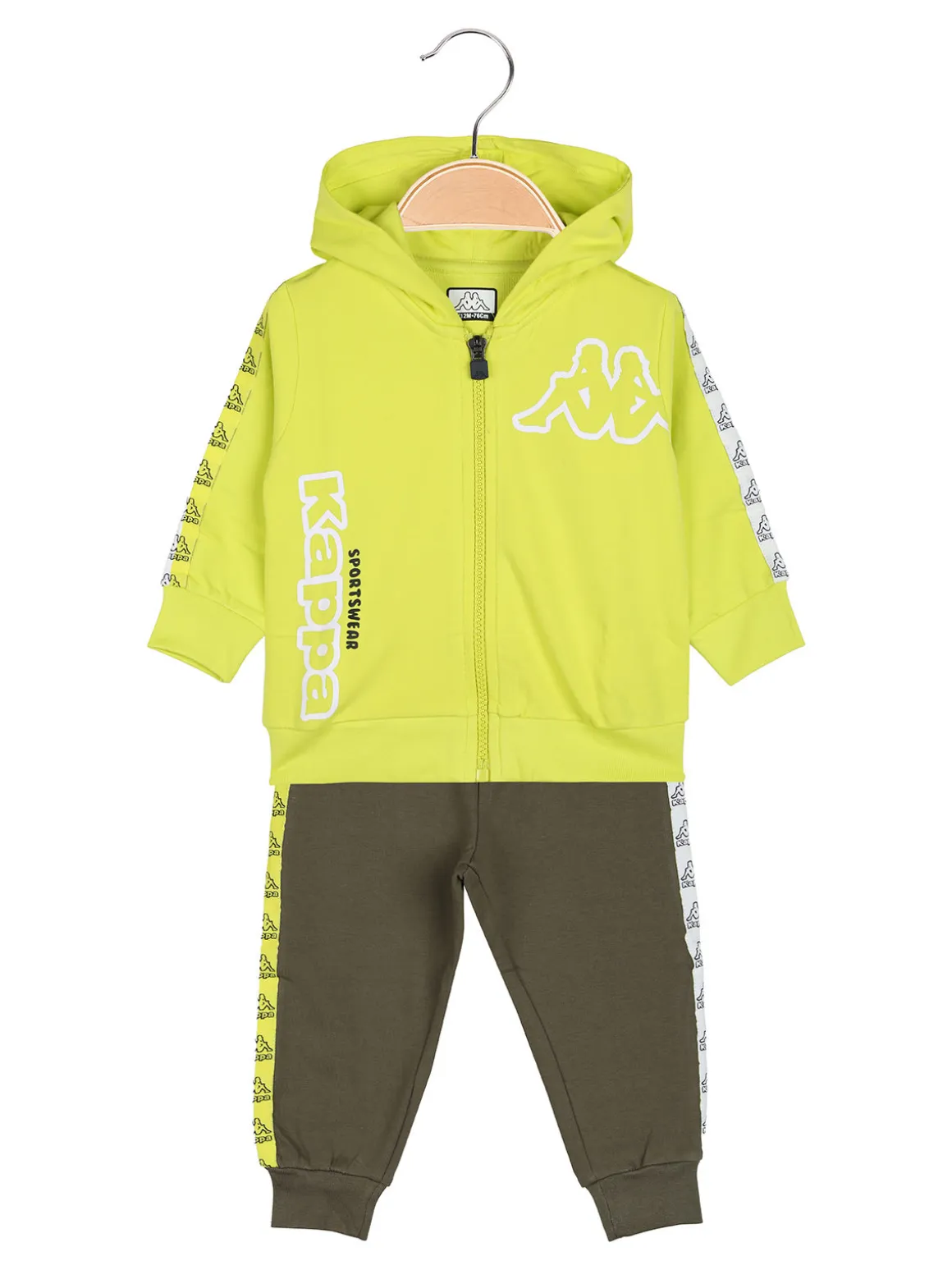 Kappa Completo tuta 2 pezzi da neonato in cotone con cappuccio e zip - giallo