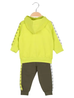 Kappa Completo tuta 2 pezzi da neonato in cotone con cappuccio e zip - giallo