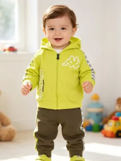 Kappa Completo tuta 2 pezzi da neonato in cotone con cappuccio e zip - giallo