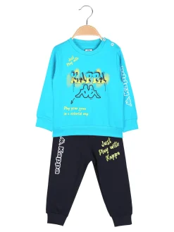 Kappa Completo tuta 2 pezzi da neonato con felpa e pantaloni in cotone - turchese