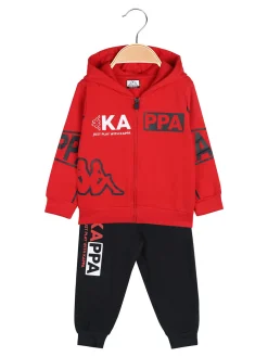 Kappa Completo tuta 2 pezzi da neonato con cappuccio e zip - rosso